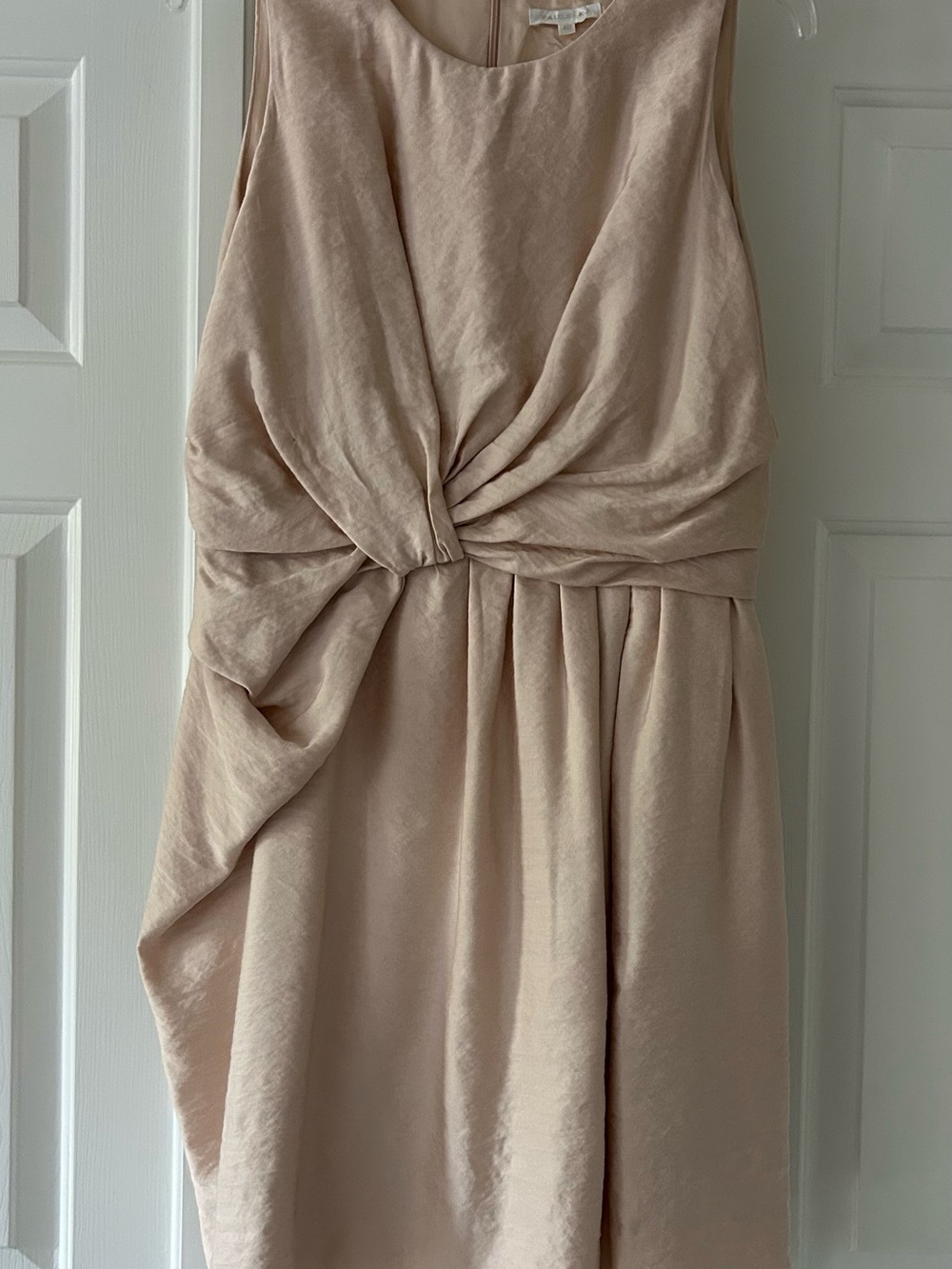 Paule Ka Elegant Twist-Front Cocktail Dress in Champagne